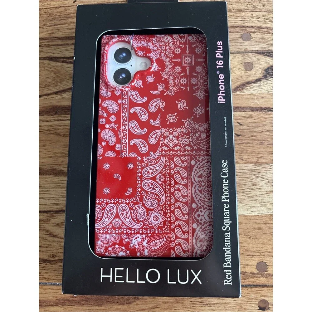 Hello Lux Red Bandana Square iPhone Case - 16 Plus
